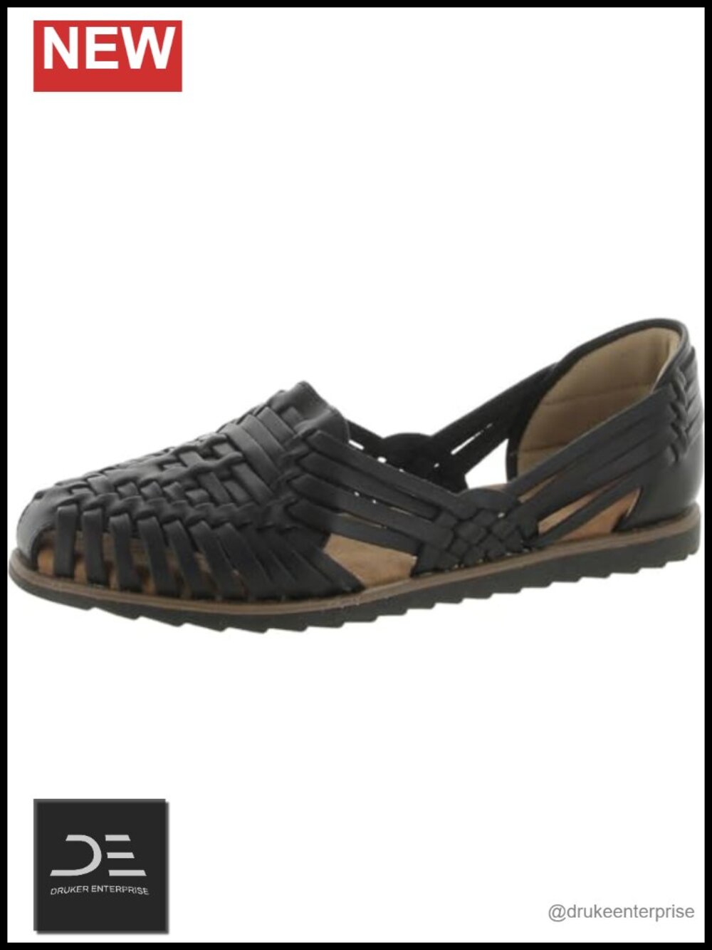 Women's Woven Leather Huarache Slide Sandals Cushioned Block Heel Flat